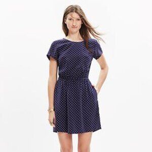 GUC Madewell Silk Cross-Back Dress in Dots and Stars Navy Blue Size 0